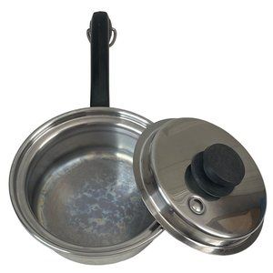 Saladmaster T304S 1 Quart Stainless Steel Sauce Pot and Vapo Lid Made in USA
